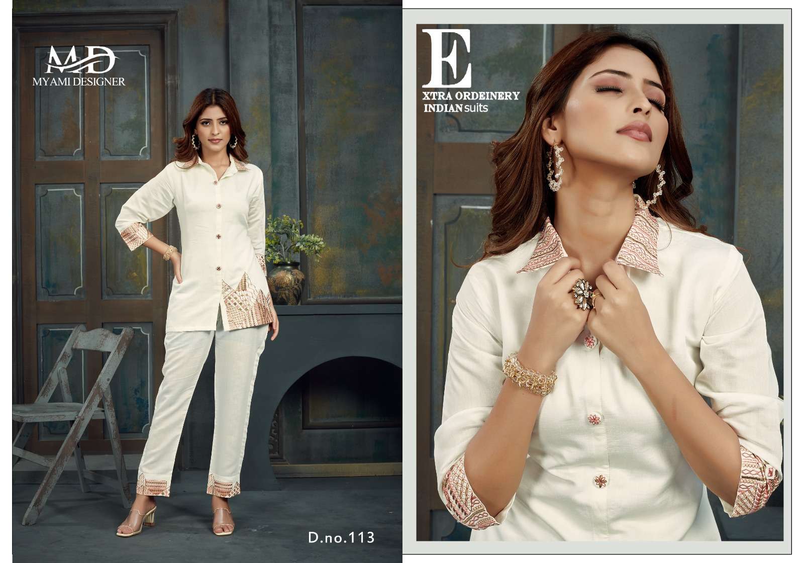 CORD SETS VOL 2 VISCOSE EMBROIDERY WORK DESIGNER TOP WITH PANT CO ORD SET BY MIAMI DESIGNER BRAND 113 C